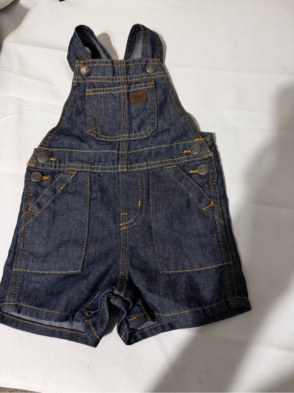 Lee Dark Blue Denim Short Overalls for Kids